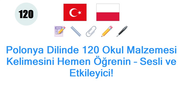 Polonya Dilinde 120 Okul Malzemesi Kelimesini Hemen Öğrenin – Sesli ve Etkileyici!